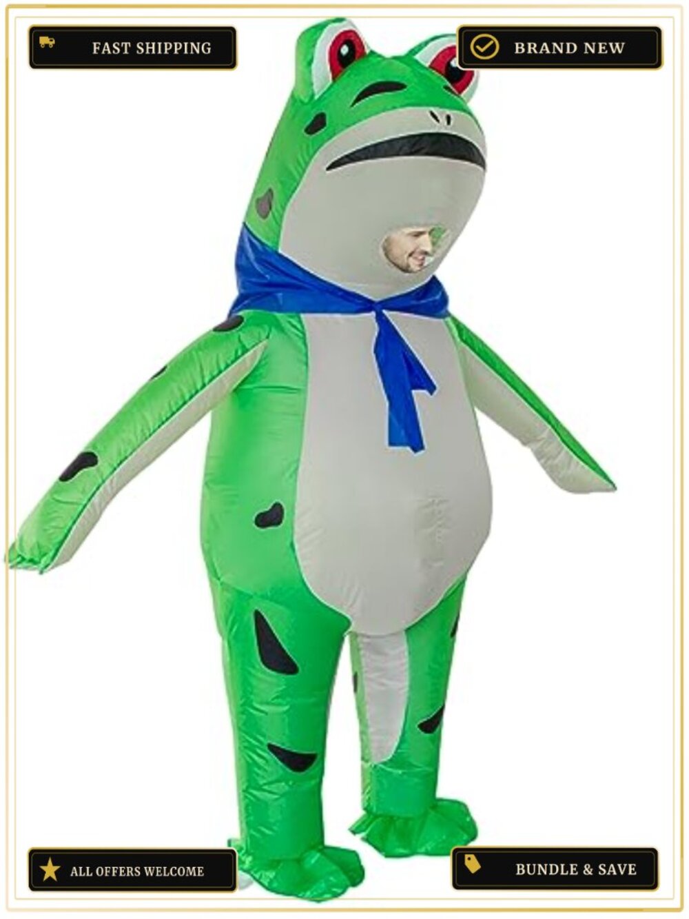 Adult Inflatable Frog Halloween Costume Funny Blow Up Cosplay Suit
